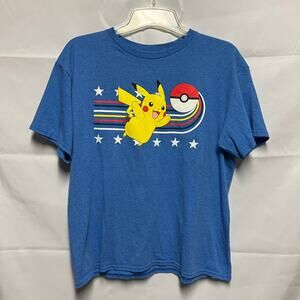 Pokemon Women's Blue T-Shirt Size XL Breathable Minimalist Stretch